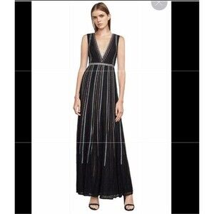 BCBG Veira Floral Lace Gown Formal Wedding Guest V Neck Maxi Size 6